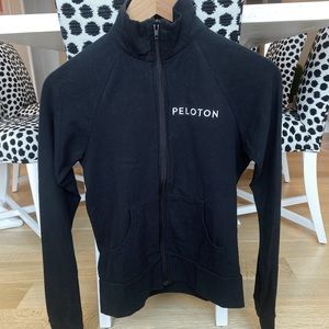 PELOTON Black and White Long Sleeve Cotton Zip Up, Sz XS